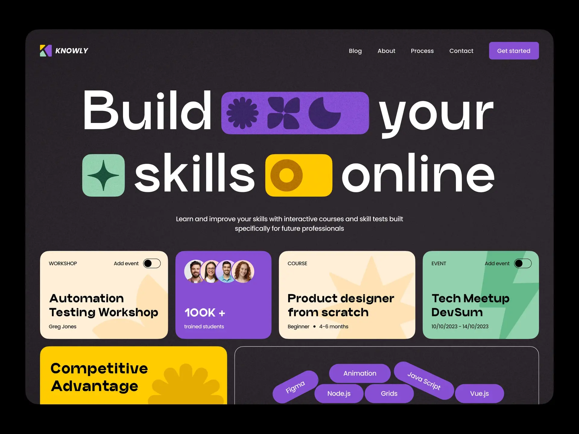 Exemple d'une landing page utilisant une Bento Grid